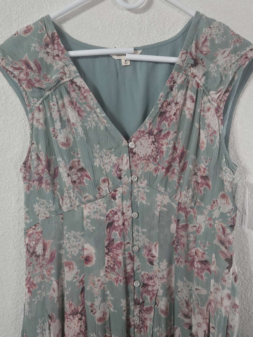 Lucky Brand Sage Green Floral V-Neck Maxi Dress - Picture 6 of 13